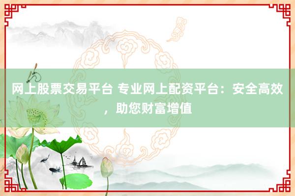 网上股票交易平台 专业网上配资平台：安全高效，助您财富增值