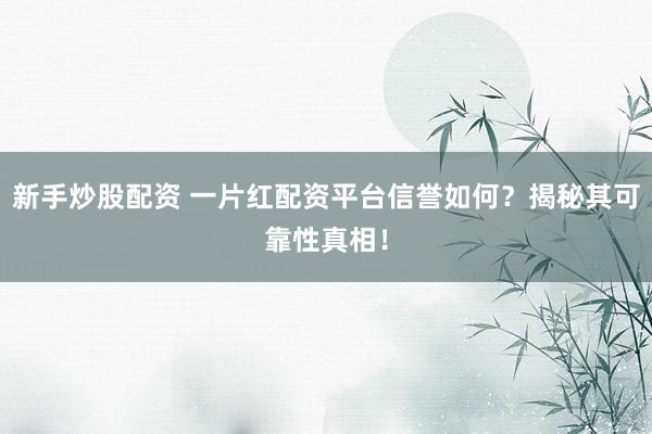 新手炒股配资 一片红配资平台信誉如何？揭秘其可靠性真相！