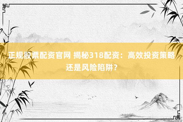 正规股票配资官网 揭秘318配资：高效投资策略还是风险陷阱？