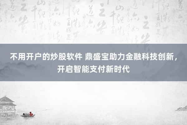 不用开户的炒股软件 鼎盛宝助力金融科技创新，开启智能支付新时代