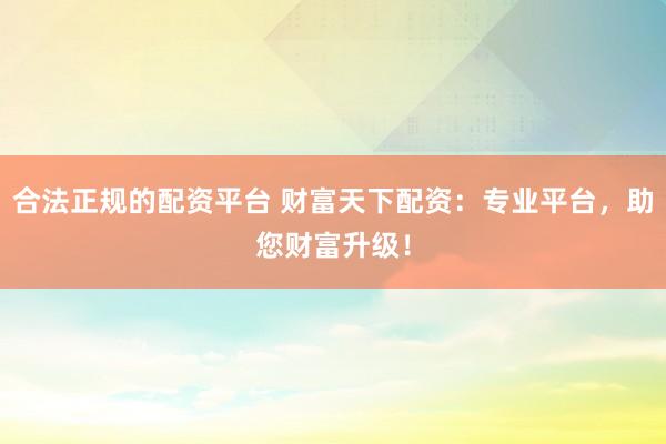 合法正规的配资平台 财富天下配资：专业平台，助您财富升级！