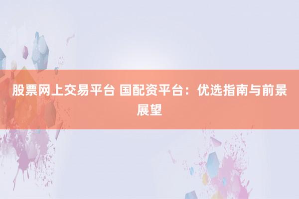 股票网上交易平台 国配资平台：优选指南与前景展望