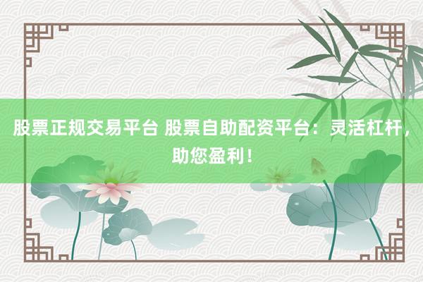 股票正规交易平台 股票自助配资平台：灵活杠杆，助您盈利！