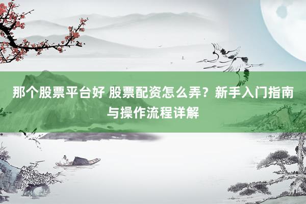 那个股票平台好 股票配资怎么弄？新手入门指南与操作流程详解
